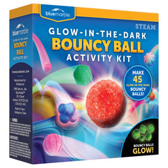 Blue Marble Bouncy Ball Science Kit - Make Up to 45 Glow in The Dark Bouncy Balls for Kids with 6 Colors & 5 Mold Shapes DIY STEM Projects Science Kit for Kids Kids Science Projects Ball Maker