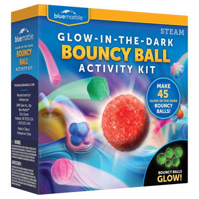 Blue Marble Bouncy Ball Science Kit - Make Up to 45 Glow in The Dark Bouncy Balls for Kids with 6 Colors & 5 Mold Shapes DIY STEM Projects Science Kit for Kids Kids Science Projects Ball Maker