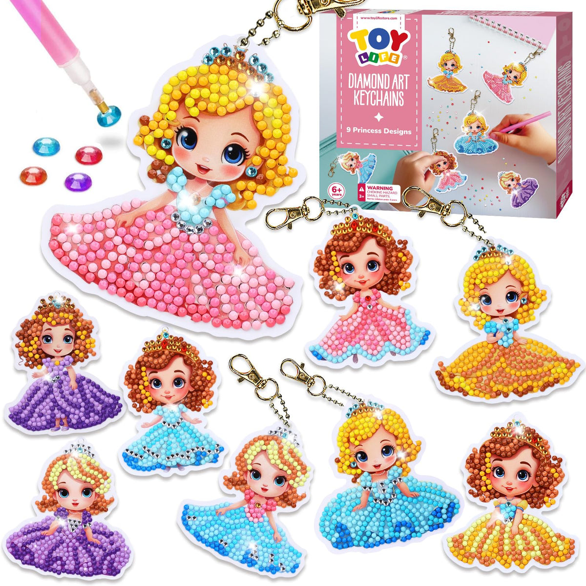 TOY Life Diamond Art Kits for Kids Gem Art Diamond Art for Kids Princess Diamond Painting Kits for Kids Gem Art for Kids 8-12 Art Kits for Girls Diamond Dots