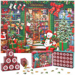 Cooldele 2024 Christmas Jigsaw Puzzle Advent Calendar for Kids and Adults1008 Pieces Puzzle in 24 Boxs 24 Days Christmas Countdown Calendar Family Game Birthday Xmas Present for Kids Friends