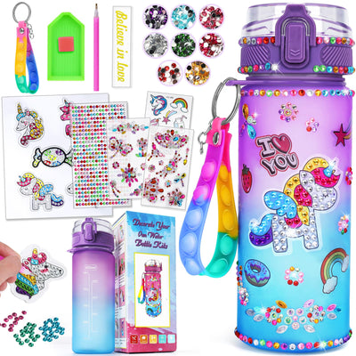 Gifts for 5 6 7 8 9 Year Old Girls: Decorate Your Own Water Bottle Kits for Girl Ages 4-8 Diamond Art Kit for Kids Craft Kits for Girls Unicorn Gifts for 5-12 Year Old Girl Birthday Toys Christmas
