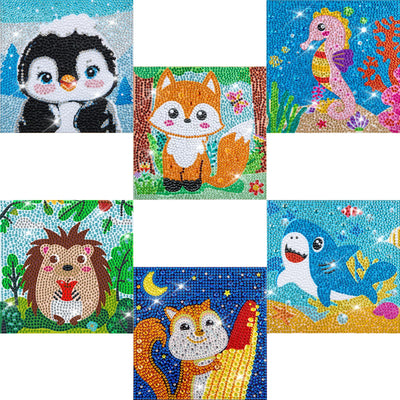 QEUOYSS 5D Diamond Art Kits for Kids Beginners Easy Kits Arts and Crafts for Kids Ages 8-12 Diamond Art Craft Set for Home Wall Decor (6 Pack E)