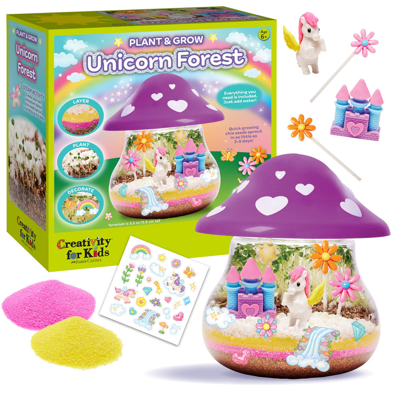 Creativity for Kids Plant and Grow Unicorn Forest: Terrarium Kit for Kids Unicorn Toys and STEM Kits for Kids Arts and Crafts for Girls Ages 6-8+