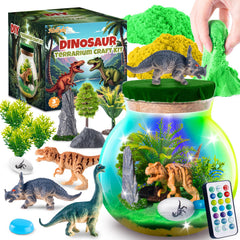Hollyhi Light Up Terrarium Kit for Kids DIY Dinosaur Toys for 3 4 5 6 7 8 9 10 11 12 Year Old Girls Boys Night Light Dinosaur Terrarium Kit Arts and Crafts for Girls Kids Christmas Birthday Gifts