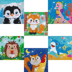 QEUOYSS 5D Diamond Art Kits for Kids Beginners Easy Kits Arts and Crafts for Kids Ages 8-12 Diamond Art Craft Set for Home Wall Decor (6 Pack E)